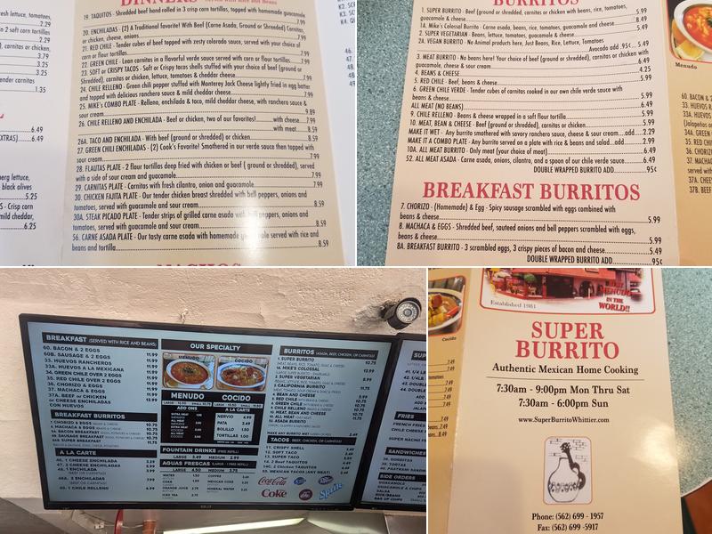 Super Burrito Menu