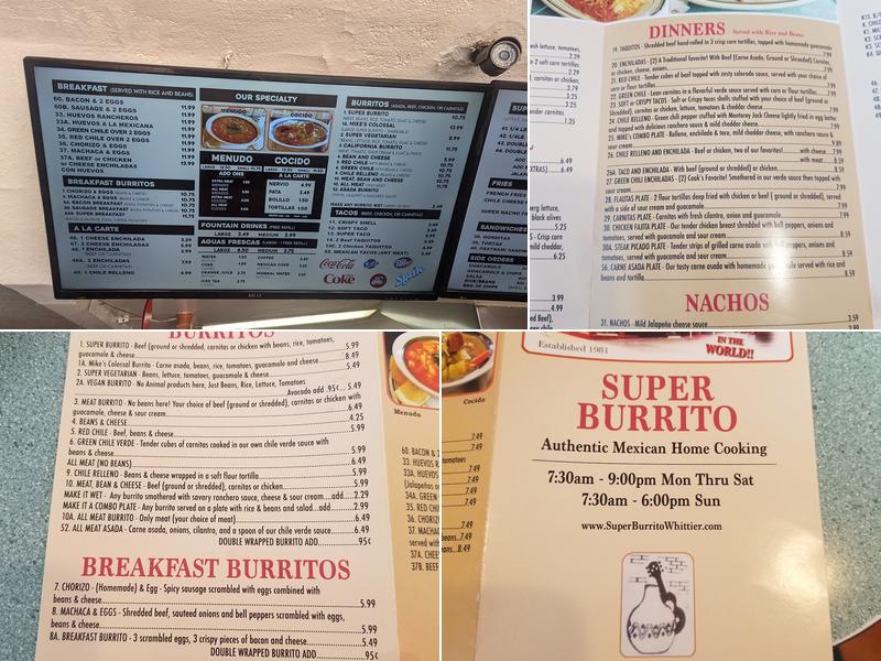 Super Burrito Menu