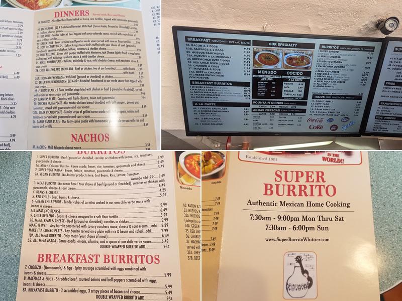 Super Burrito Menu