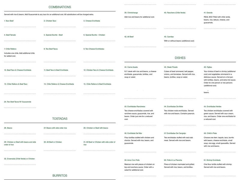 Veracruz Family Restaurant Menu