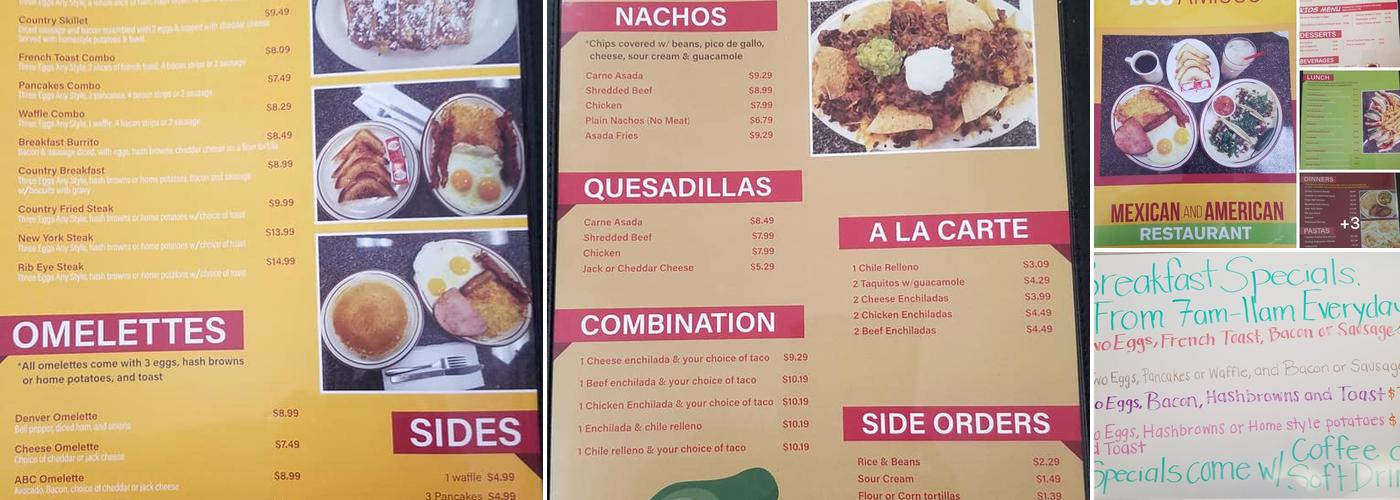 Dos Amigos Restaurant Menu