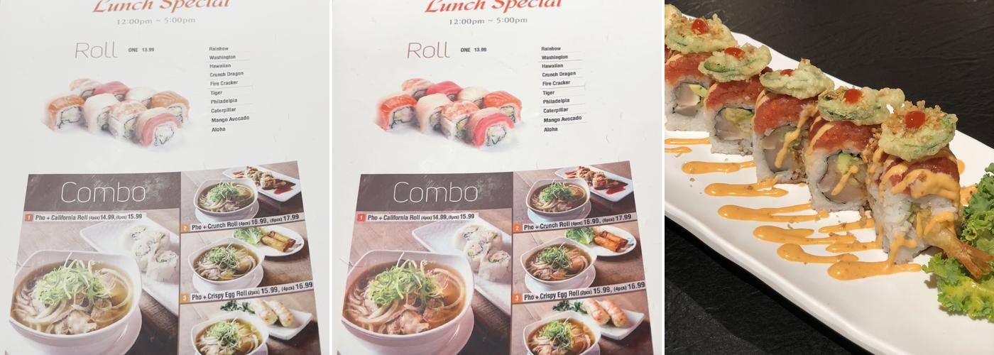 Pho & Roll Menu