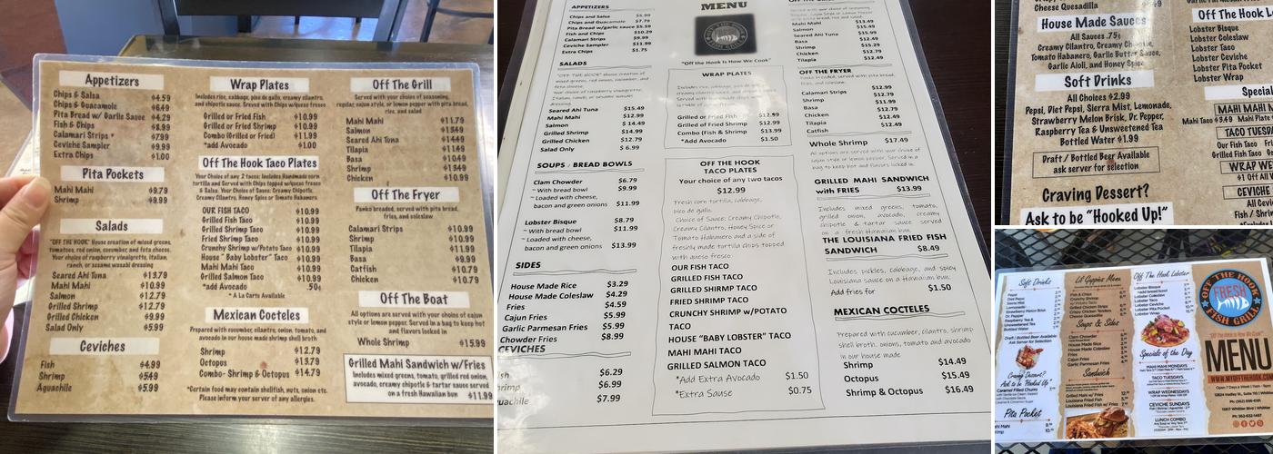 Off The Hook Fish Grill Menu