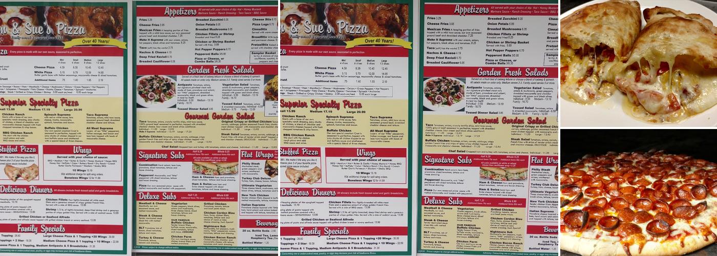Jim & Sue's Lake City Pizza Menu