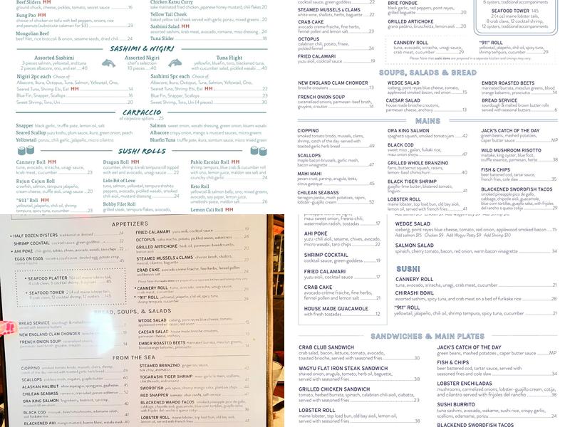 Cannery Seafood of the Pacific Menu