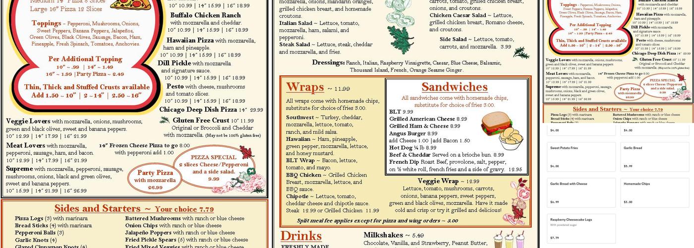 CJ's Pizza & Subs Menu