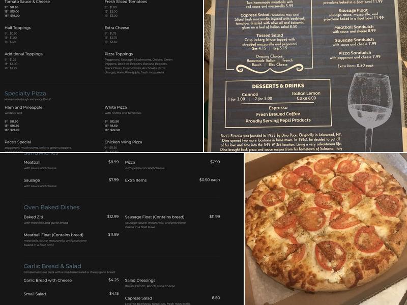 Pace's Pizzeria Menu