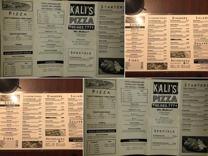 Kali's Oak Hill Menu