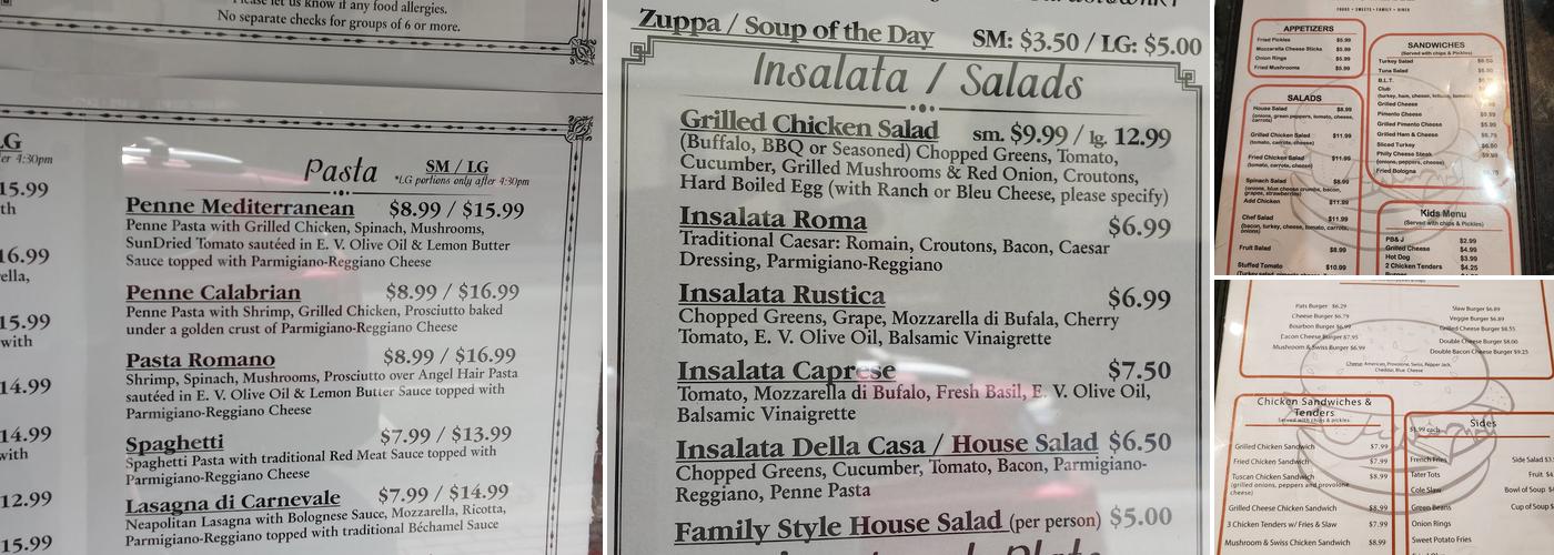 Pat's Place Menu