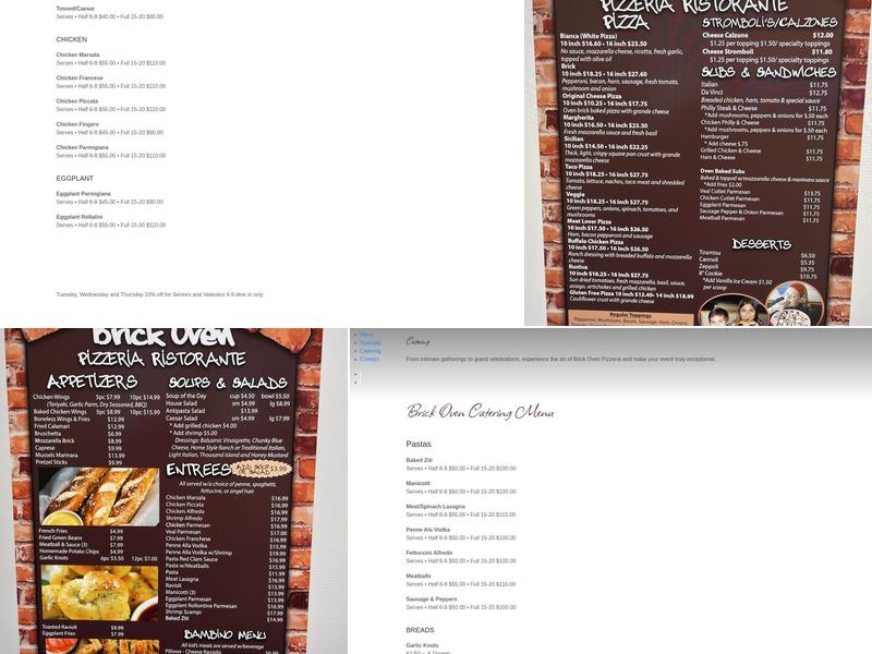 Brick Oven Pizzeria & Restaurant Menu