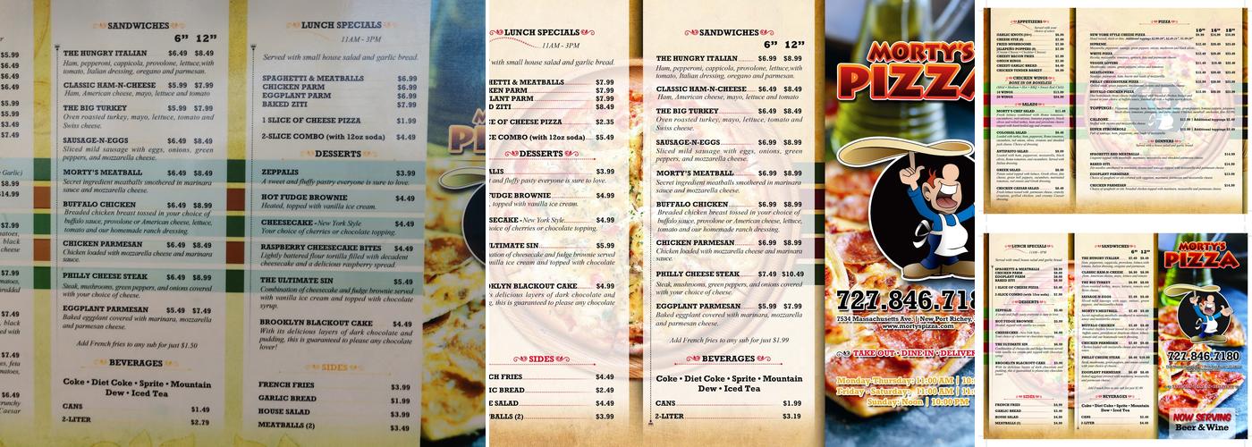 Morty's Pizza Menu