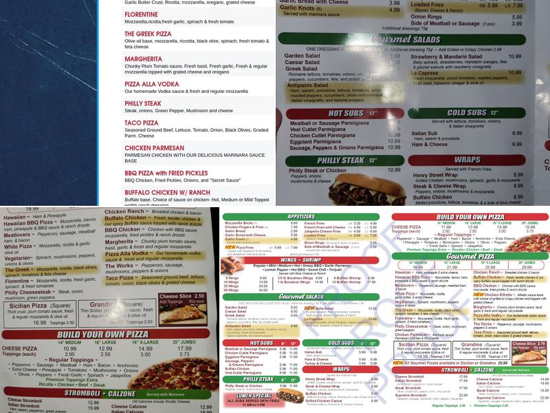Antonietta Pizzeria & Restaurant Menu
