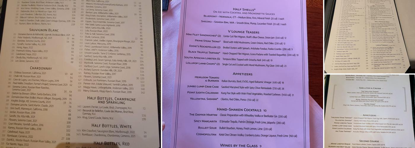 Eddie V's Prime Seafood Menu