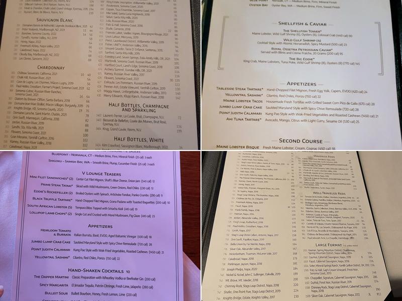 Eddie V's Prime Seafood Menu