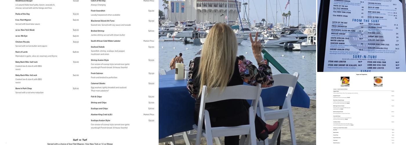 Steve's Steakhouse and Seafood Menu