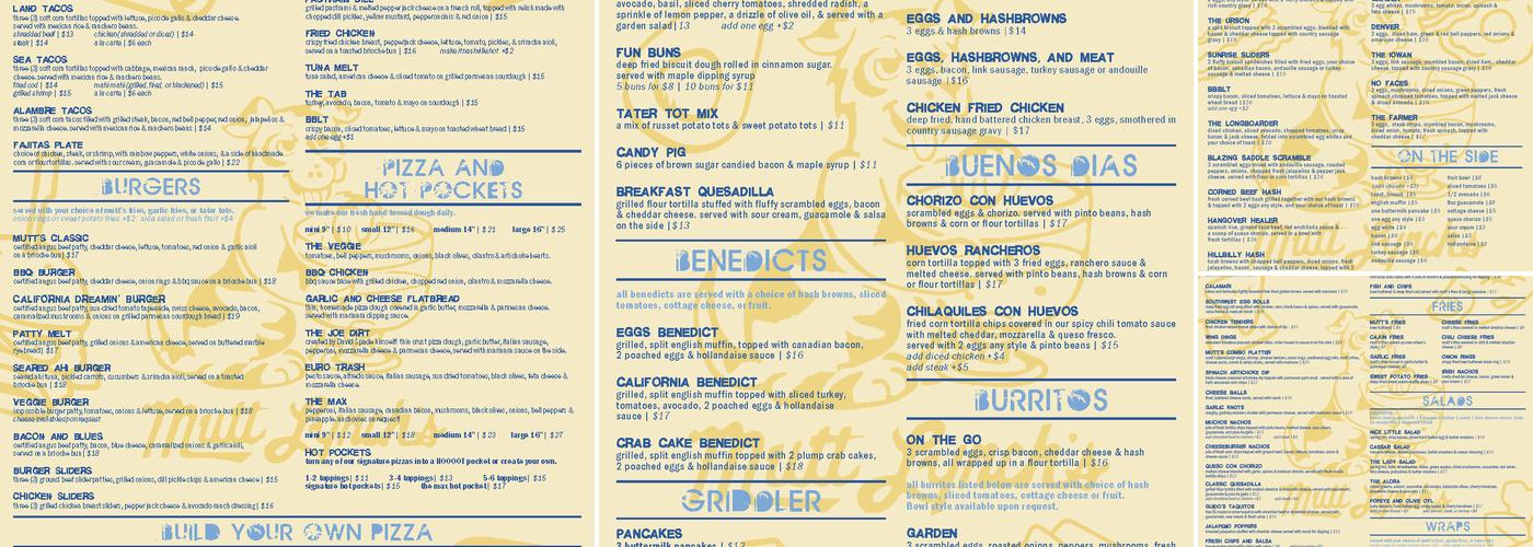 Mutt Lynch's Menu