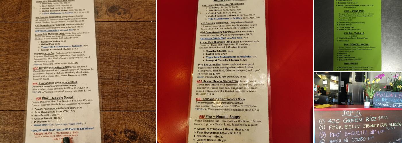Saigon Beach Menu
