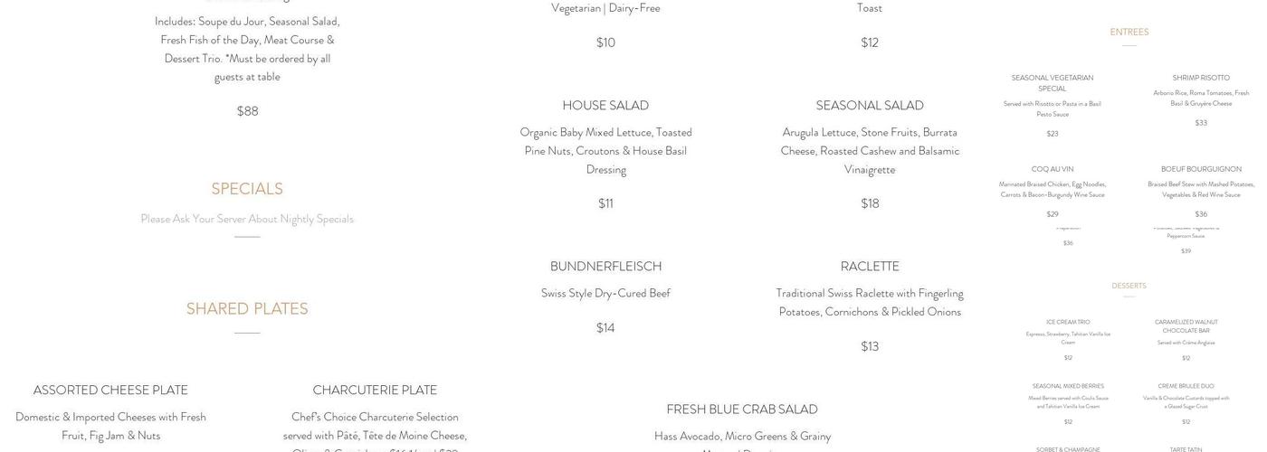 Basilic Menu