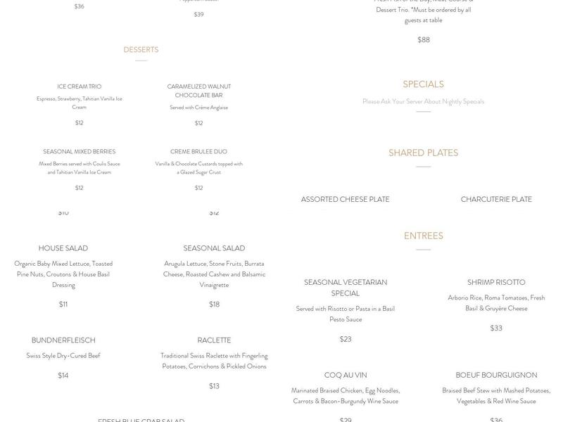Basilic Menu