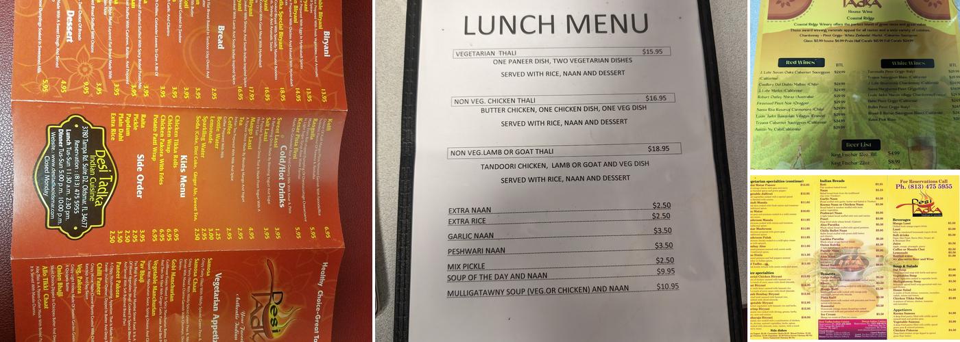 Desi Tadka Indian Cusine Menu