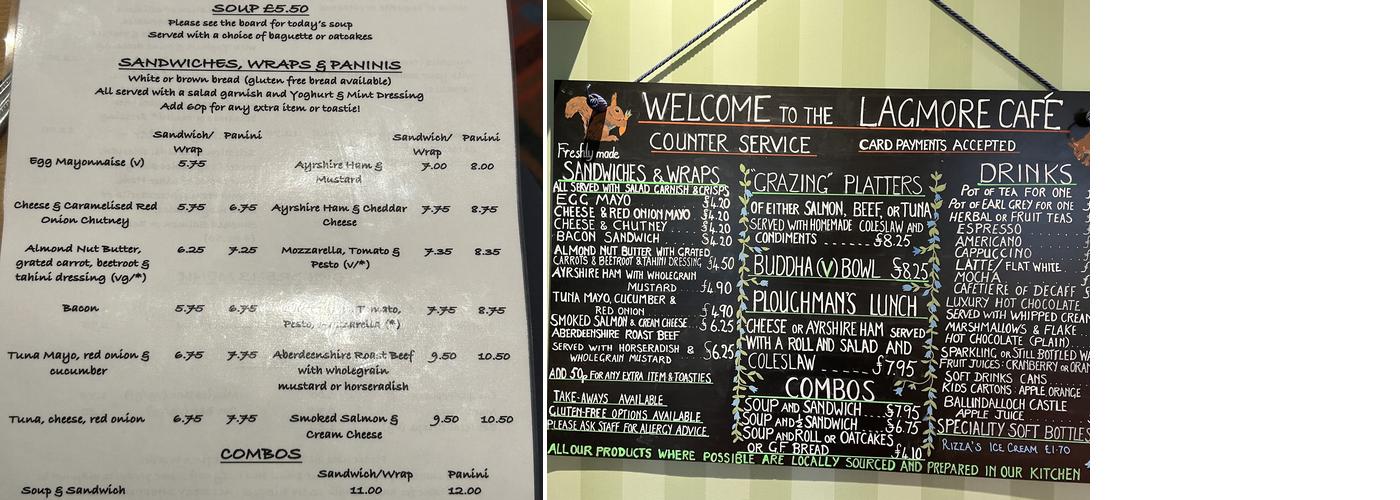 Lagmore Cafe @ Ballindalloch Castle Golf Course Menu