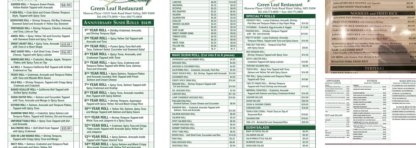 Green Leaf Menu