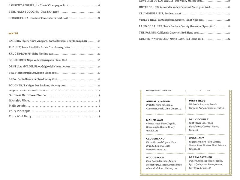 The Oregon Grille Menu