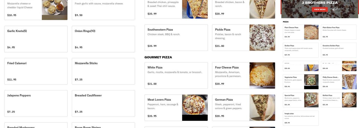 3 Brothers Pizza Menu