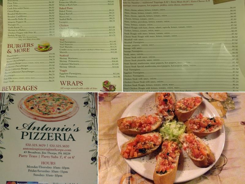 Antonios Pizzeria Menu