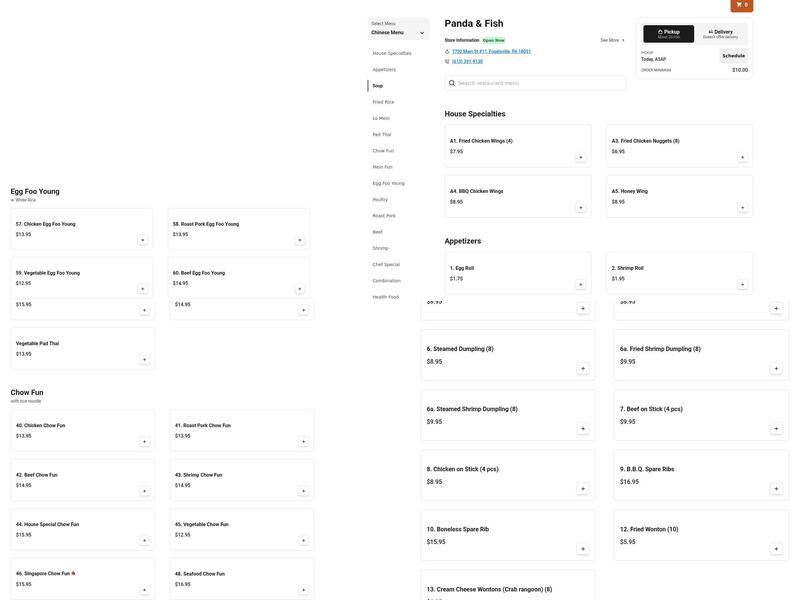 Panda & Fish Menu
