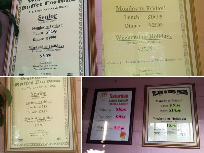 Buffet Fortuna Menu