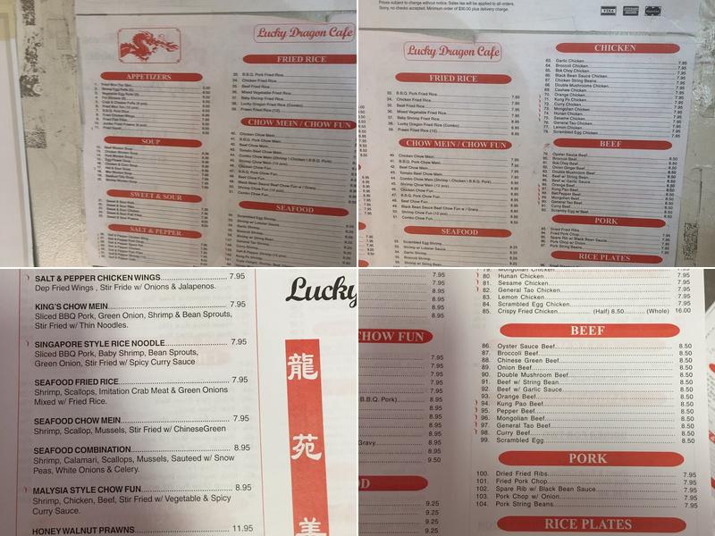 Lucky Dragon Cafe Menu