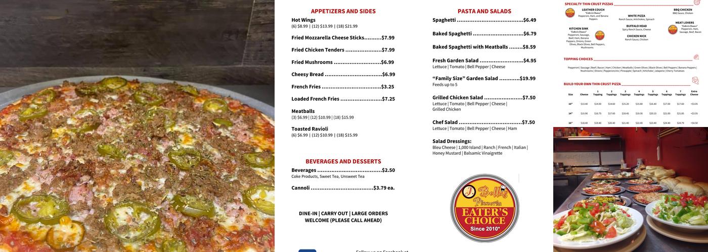 J. Bella's Pizzeria Menu
