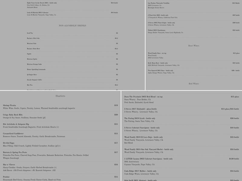 SONS OF LIBERTY ALEHOUSE Menu