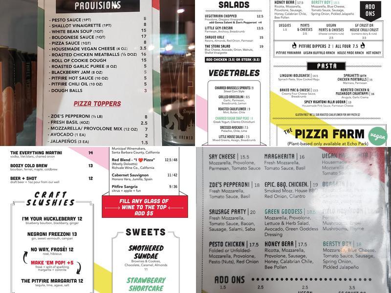 Pitfire Pizza Menu