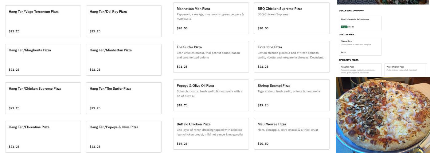 Beach Pizza Menu