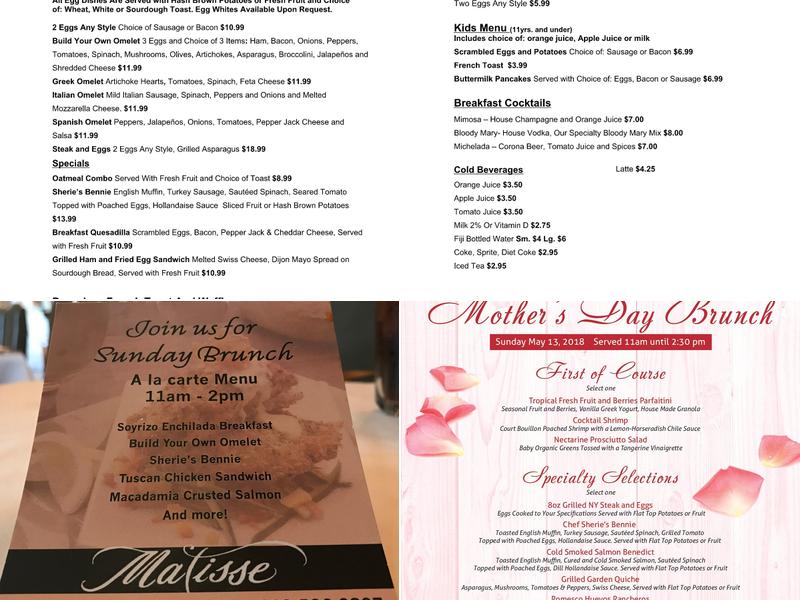 Matisse Restaurant & Catering Menu