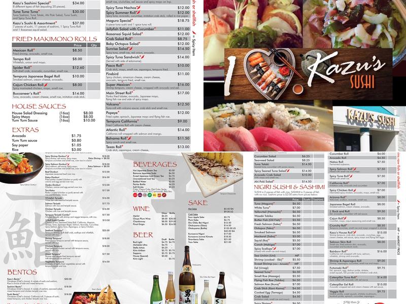 Kazu's Sushi Menu