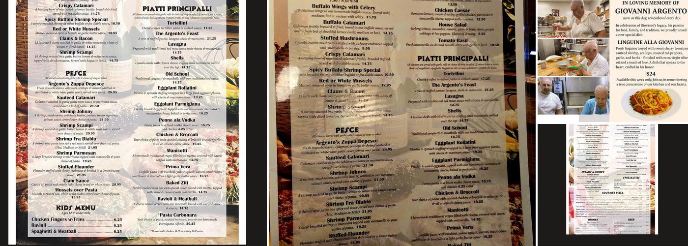 Argento's Italian Bistro Menu