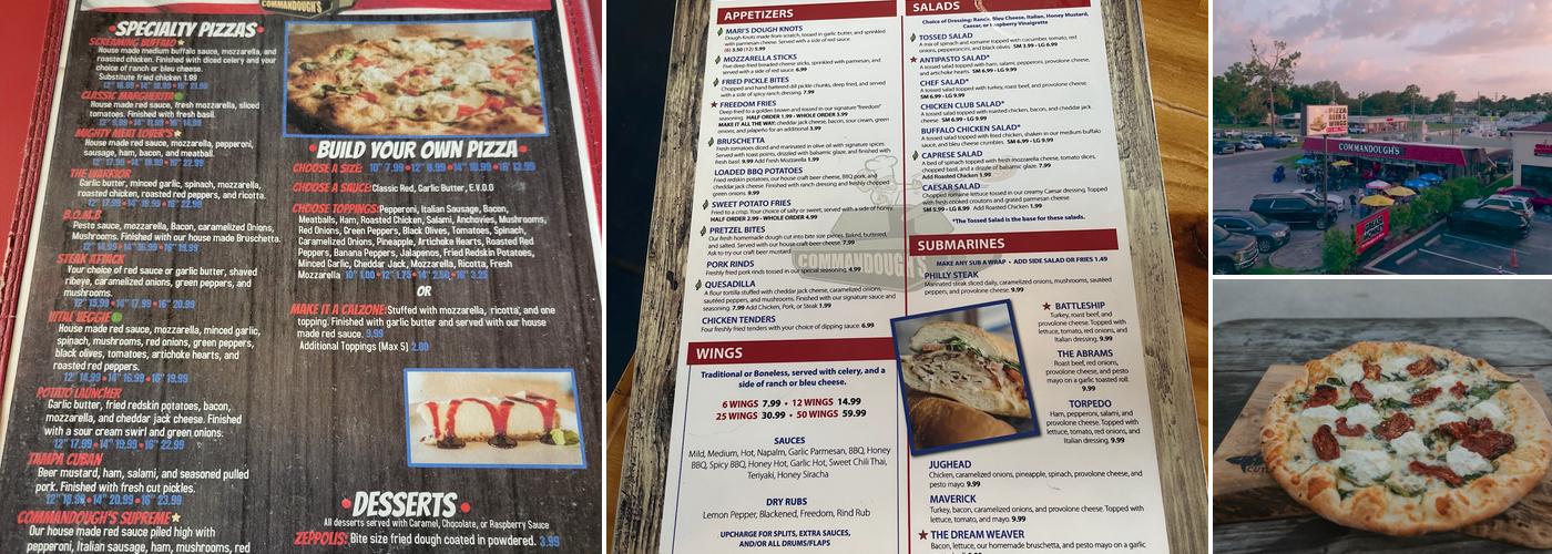 Commandough's Pizza Menu