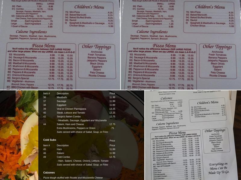 Sergio's Restaurant Menu