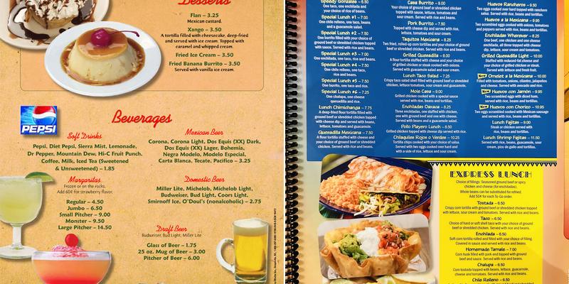 Casa Mexicana Menu