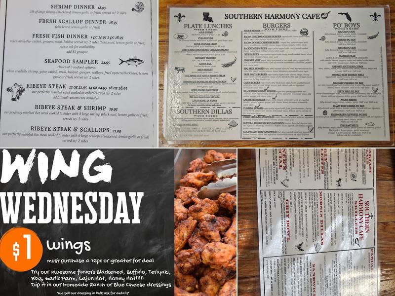 Southern Harmony Cafe Menu