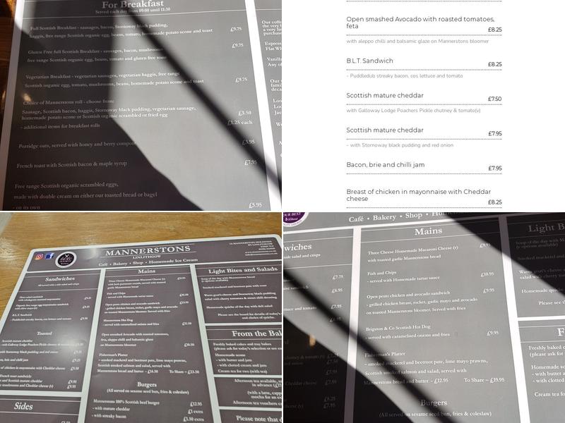Mannerstons Cafe & Farm Shop Menu