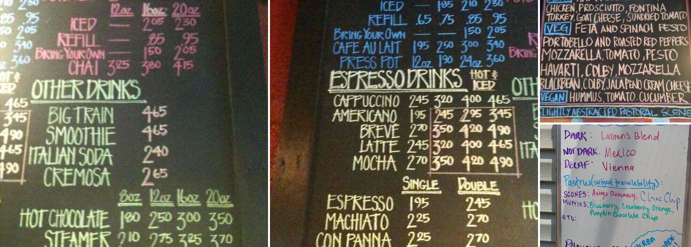 Day's Espresso & Coffee Menu