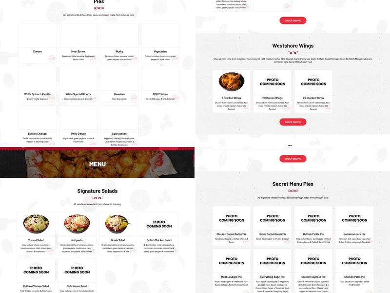 Westshore Pizza Menu