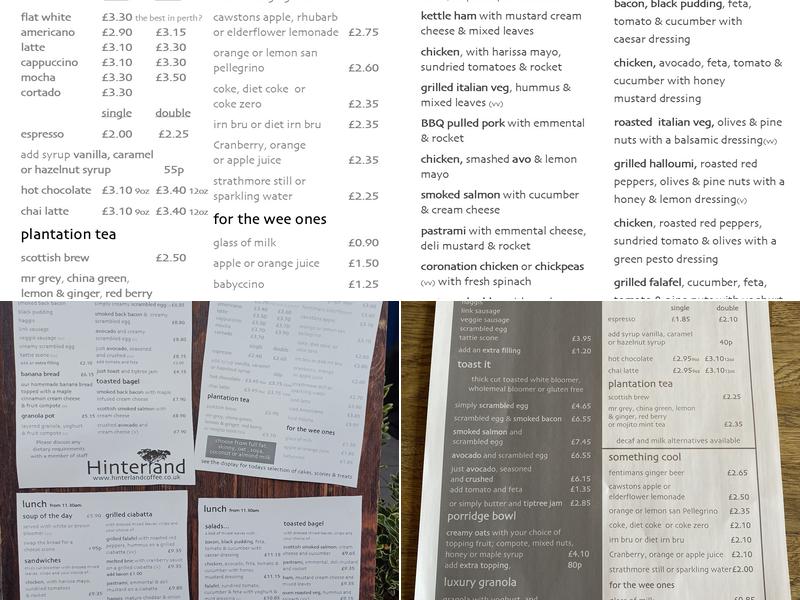 Hinterland Menu