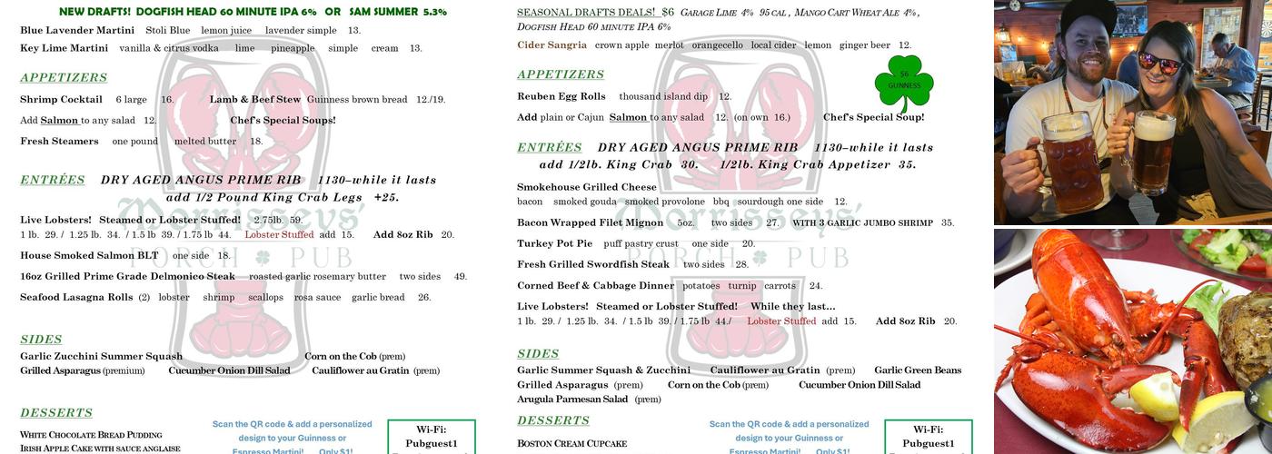 Morrisseys' Front Porch & Pub Menu