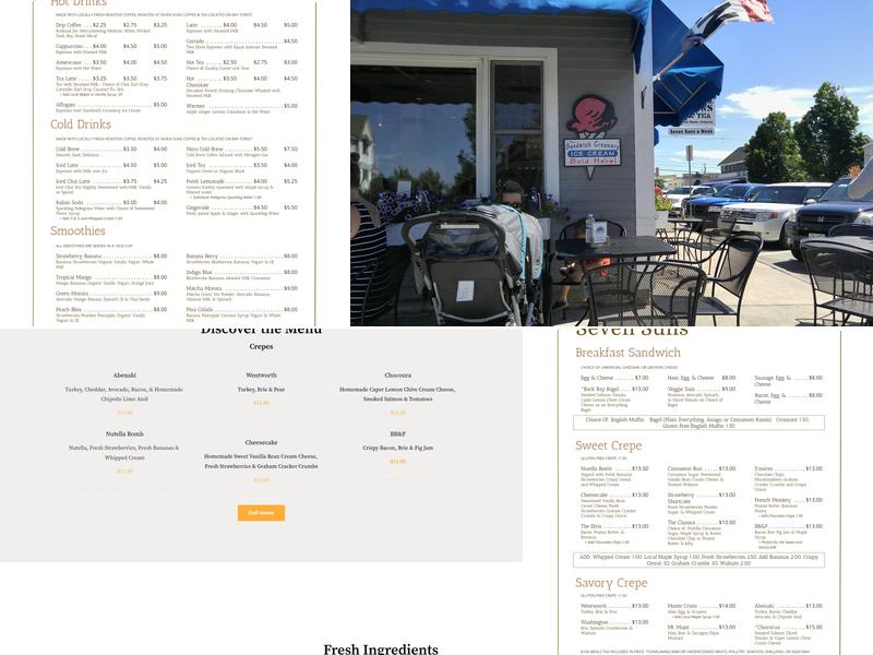 Seven Suns Cafe Menu