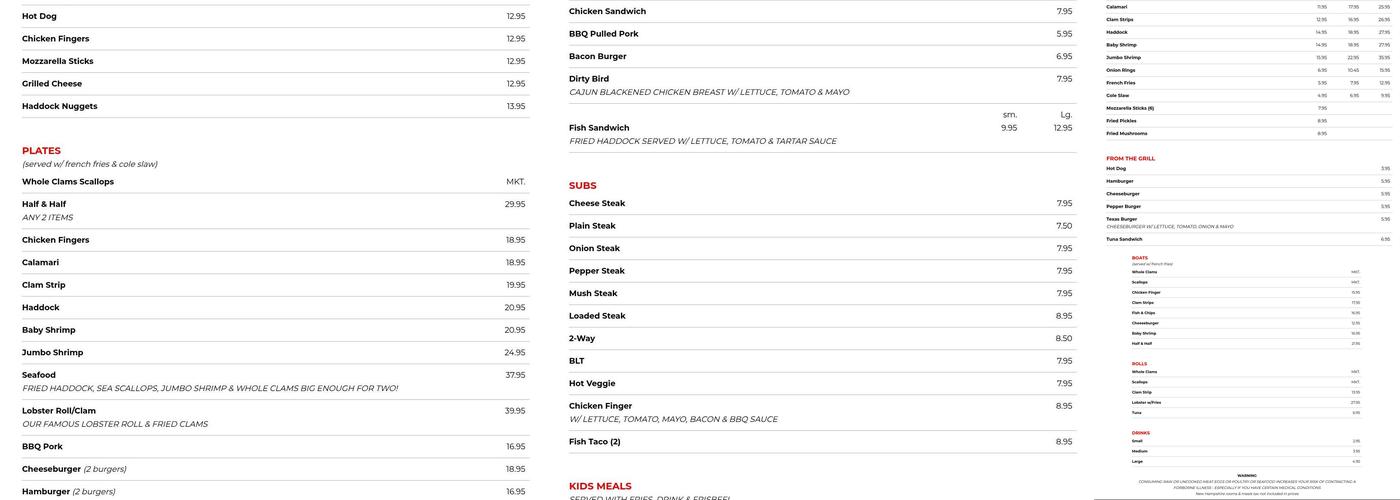 Pop's Clam Shell Menu
